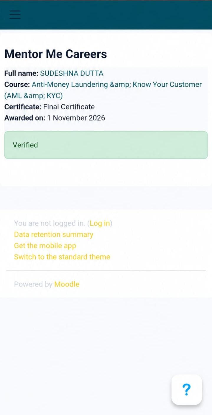 Certificate mobile screenshot